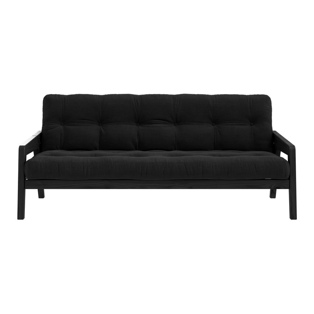 Juoda sulankstoma sofa Karup Design Grab Black Charcoal Corduroy Variable Sofa