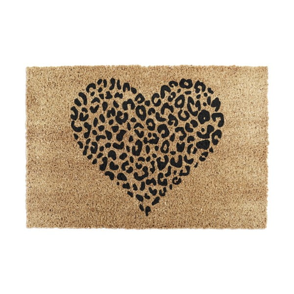Iš kokoso pluošto grindų kilimėlis 40x60 cm Leopard Heart – Artsy Doormats