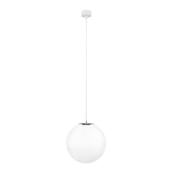 Baltas pakabinamas šviestuvas su baltu kabeliu ir sidabrinėmis detalėmis "Sotto Luce Tsuri", ⌀ 30 cm