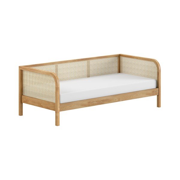 Natūralios spalvos iš ąžuolo masyvo viengulė lova su lovos grotelėmis 90x200 cm Olive Captain Rotan – Vipack