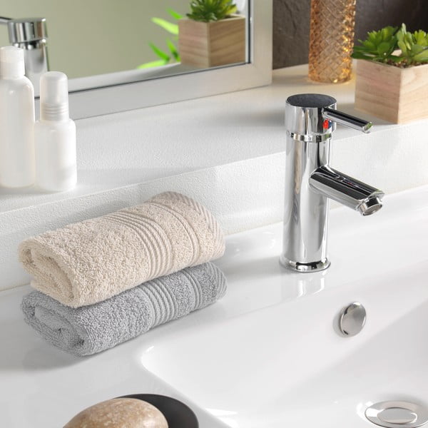 Smėlio spalvos iš frote audinio iš medvilnės rankšluostis 30x50 cm Tendresse – douceur d'intérieur-image-1