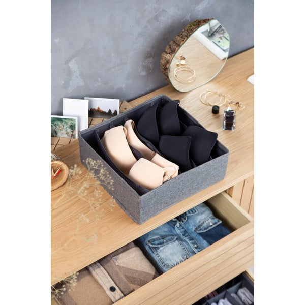Pilkos spalvos daiktadėžė su skyreliais Bigso Box of Sweden Drawer, 29 x 11 cm-image-1