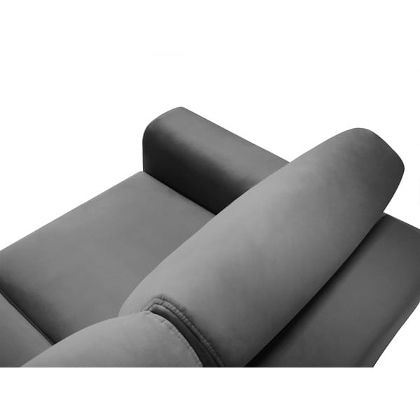 Šviesiai pilkos spalvos iš velveto sulankstoma/su sandėliavimo vieta kampinė sofa Kyoto – Cosmopolitan Design-image-4