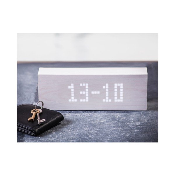 Baltas žadintuvas su baltu LED ekranu Gingko Message Click Clock-image-3