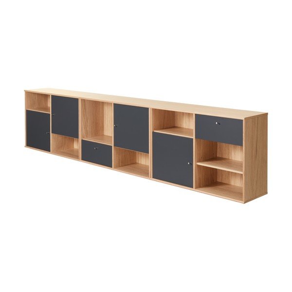 Juoda žema ąžuolinė komoda 267x61 cm Mistral - Hammel Furniture-image-3