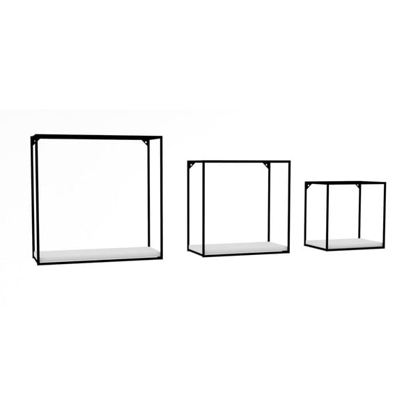 3 juodai baltų lentynų rinkinys Fato - Kalune Design