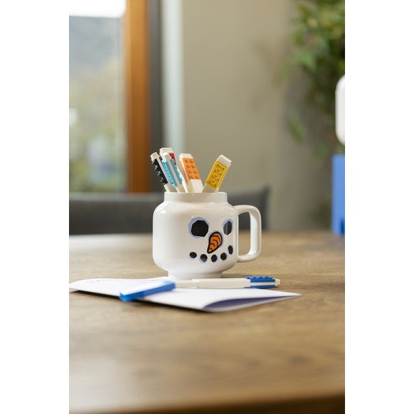 Baltos spalvos iš keramikos vaikiškas puodelis latte kavai 255 ml Snowman – LEGO®-image-2