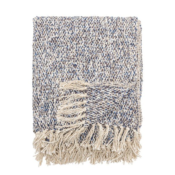 Pilkai mėlynos spalvos iš lino mišinio antklodė ir pledas 130x160 cm Ocean – Bloomingville