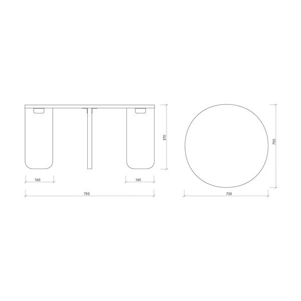 Natūralios spalvos apvalios formos kavos staliukas su ąžuolo dekoro stalviršiu ø 75 cm Kuvu – noo.ma-image-4
