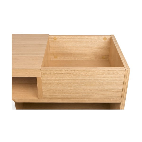 Ąžuolo medienos dekoro komoda su baltomis detalėmis TemaHome Nyla-image-1