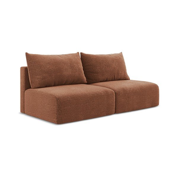 Raudonos plytų spalvos sulankstoma/su sandėliavimo vieta sofa 216 cm Kalena – Makamii-image-2