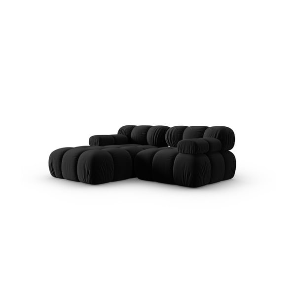 Kampinė sofa juodos spalvos iš velveto (su kairiuoju kampu) Bellis – Micadoni Home-image-3