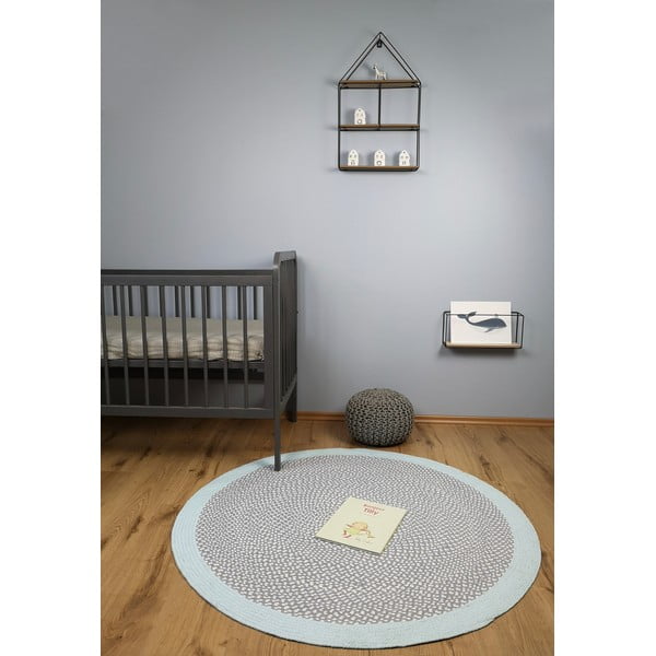 Mėlynas rankų darbo vaikiškas kilimas Nattiot Brenda, ∅ 120 cm-image-1