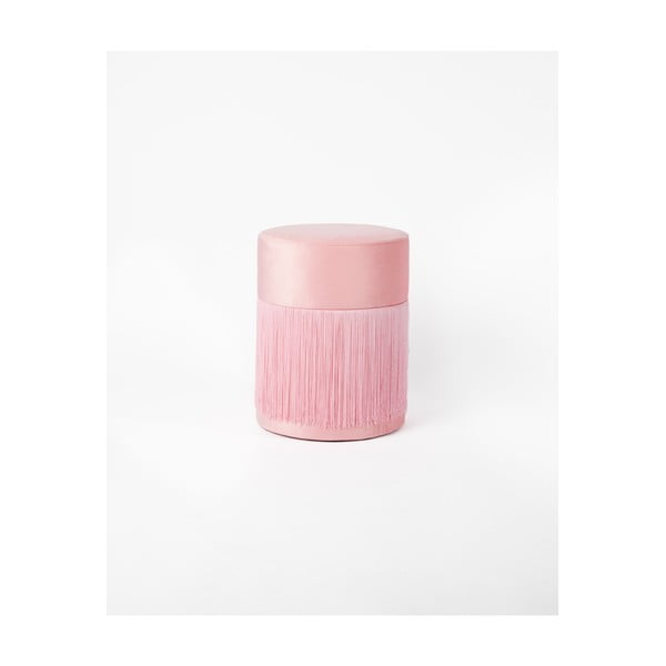 Rožinis pufas su aksominiu užvalkalu "Velvet Atelier", ø 36 cm