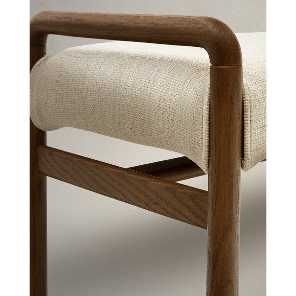 Kreminės spalvos/natūralios spalvos iš šenilinio audinio suolas Macaret – Kave Home-image-3