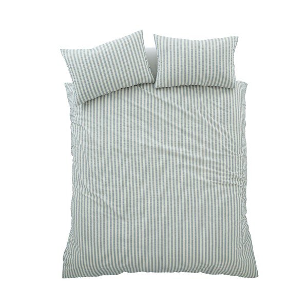 Mėlynos spalvos viengulė patalynė 135x200 cm Cotton Rich Woven Stripe – Pineapple Elephant