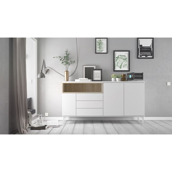 Baltos spalvos šoninė spintelė 176x90x49 cm Roomers – Tvilum-image-1