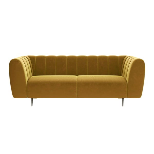 Geltona aksominė sofa Ghado Shel, 210 cm