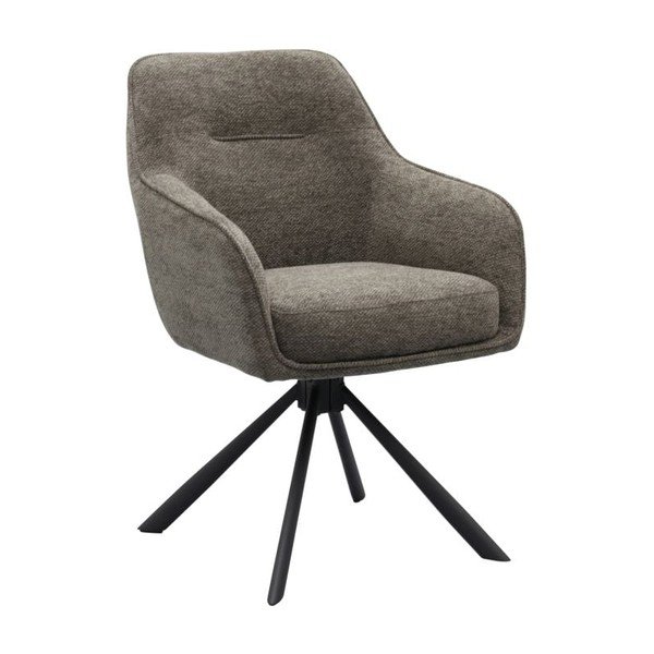 Tamsiai pilkos spalvos iš audinio valgomojo kėdė su porankiais Avola – Unique Furniture