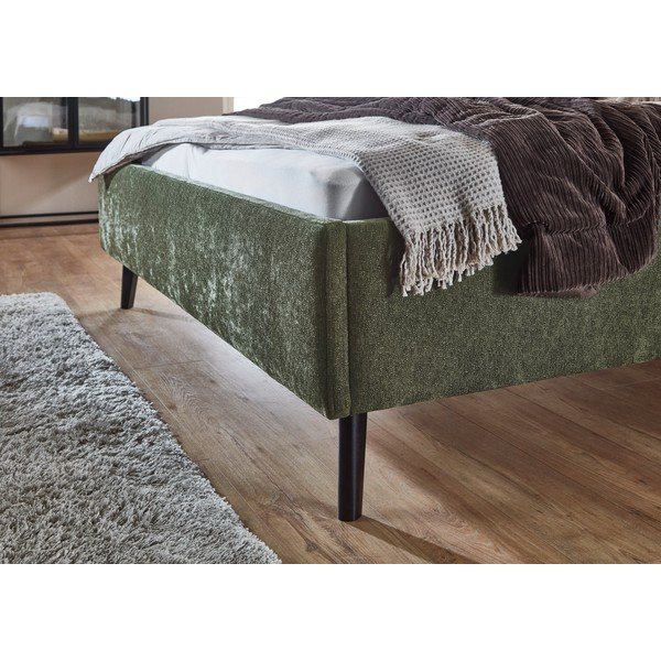 Khaki spalvos dvigulė lova audiniu dengta su sandėliavimo vieta su lovos grotelėmis 180x200 cm Nova – Meise Möbel-image-4