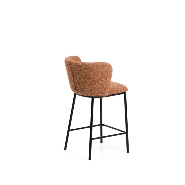 Terakotos spalvos iš audinio baro taburetė (sėdynės aukštis 65 cm) Ciselia – Kave Home-image-4
