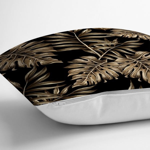 Pagalvės užvalkalas Minimalist Cushion Covers Golden Leafes With Black BG, 45 x 45 cm-image-1