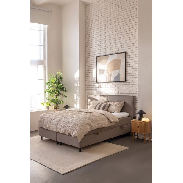 Taupe spalvos spyruoklinė lova su sandėliavimo vieta 180x200 cm Elva Bold – Bonami Selection-image-1