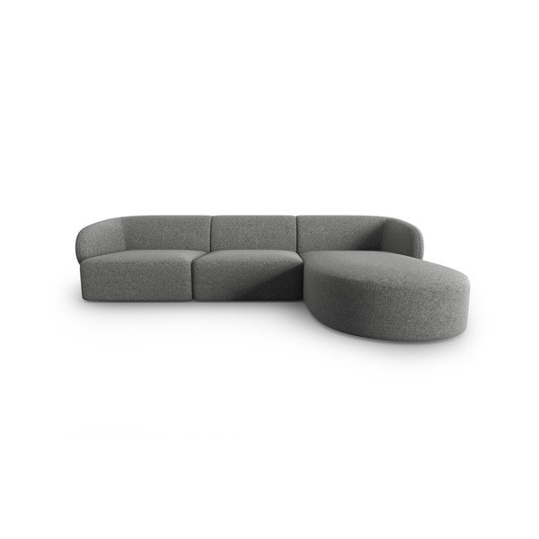 Pilkos spalvos iš šenilinio audinio kampinė sofa (su dešiniuoju kampu/su gultu) Paolo – Milo Casa