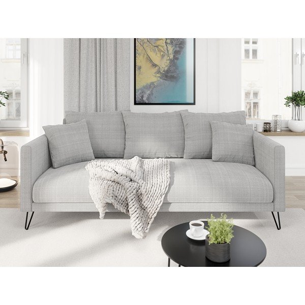 Šviesiai pilkos spalvos iš šenilinio audinio sofa 200 cm Freya – Ropez-image-1