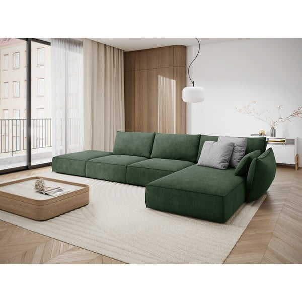 Tamsiai žalia kampinė sofa (dešinysis kampas) Vanda - Mazzini Sofas-image-1