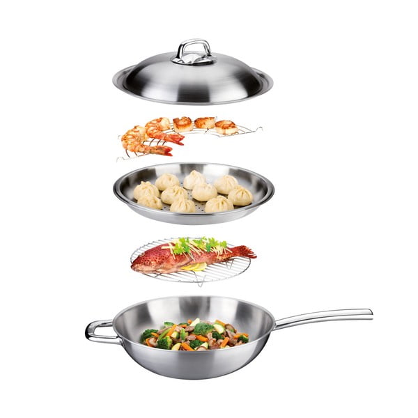 Nerūdijančio plieno wok keptuvė su dangčiu ø 32 cm President - Tescoma-image-1