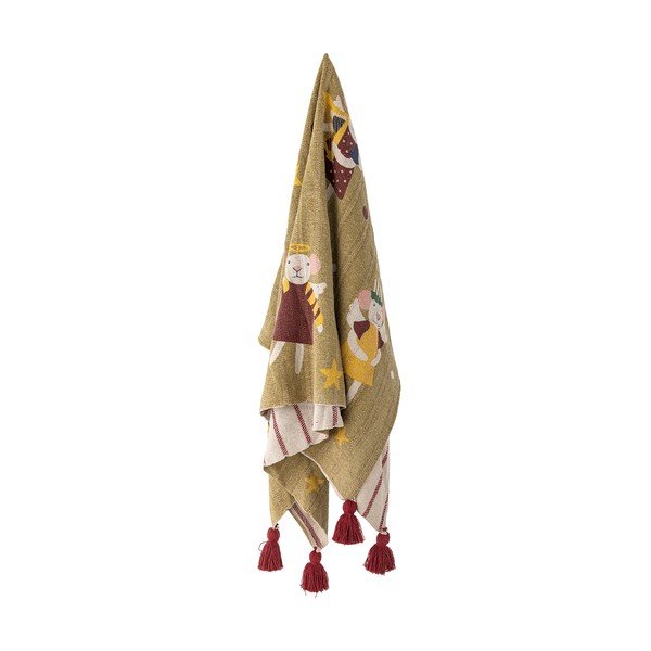 Iš perdirbtos medvilnės antklodė ir pledas su Kalėdų motyvu 130x160 cm Peo – Bloomingville