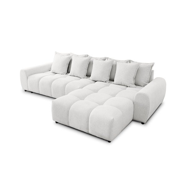Baltos spalvos kampinė sofa (su dešiniuoju kampu/su gultu) Albane  – Ropez-image-2