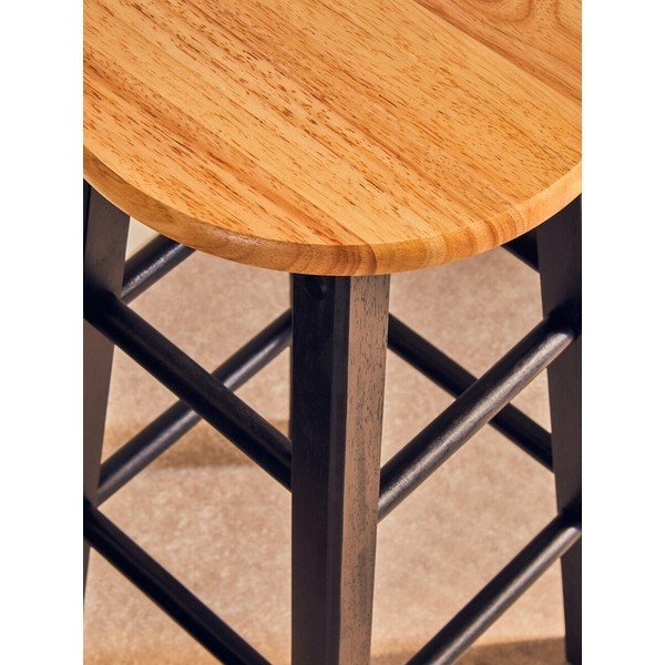 Juodos spalvos/natūralios spalvos iš kaučiukmedžio masyvo baro taburetė (sėdynės aukštis 74 cm) Chester – Premier Housewares-image-4