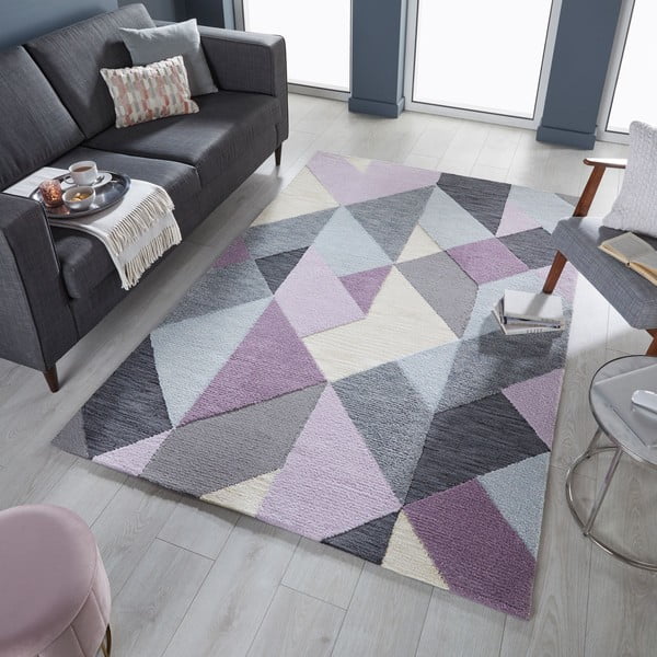 Pilkos ir violetinės spalvos kilimas Flair Rugs Icon, 120 x 170 cm-image-4