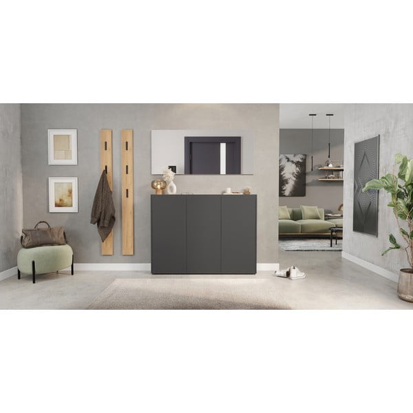 Antracito spalvos spintelė iš ąžuolo 138x105x25 cm Libbiano – Germania-image-4