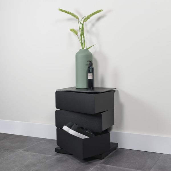 Juodos spalvos iš metalo šoninė spintelė 37x45x26 cm Joey – Spinder Design-image-4