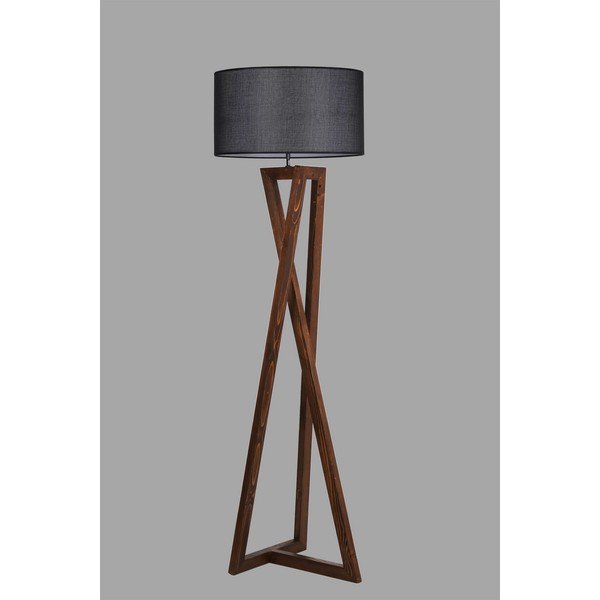 Pastatomas šviestuvas juodos spalvos/rudos spalvos (aukštis 149 cm) su tekstiliniu gaubtu Maçka – Opviq lights-image-1
