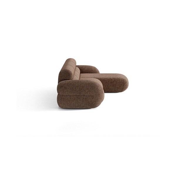 Rudos spalvos kampinė sofa iš šenilinio audinio (su dešiniuoju kampu/su gultu) Neo – Micadoni -image-2