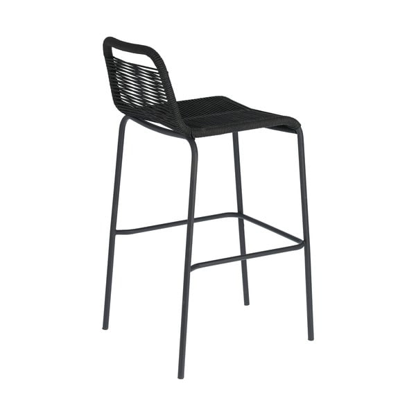 Juoda baro kėdė su plienine konstrukcija Kave Home Glenville, aukštis 74 cm-image-3