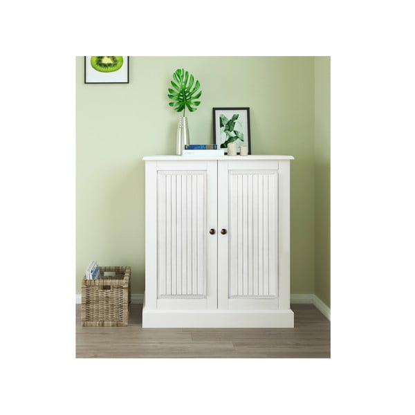 Iš pušies masyvo spintelė baltos spalvos 100x34 cm Mille – Støraa-image-1