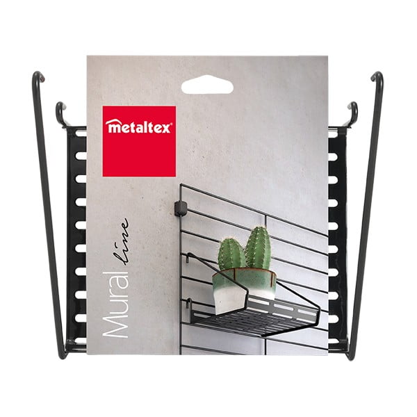 Iš metalo lentyna modulinei lentynų sistemai juodos spalvos 18x15 cm Mural – Metaltex-image-2