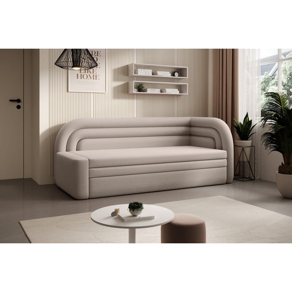 Smėlio spalvos iš velveto sulankstoma/su sandėliavimo vieta sofa su dešiniuoju kampu 223 cm Fabillo – ELTAP-image-3