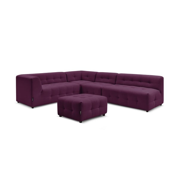 Tamsiai violetinė kampinė sofa (kairysis kampas) Kleber - Bobochic Paris-image-3