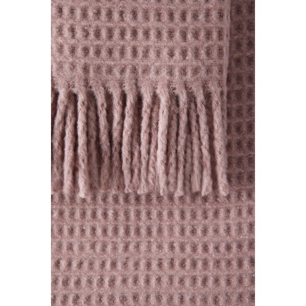 Rožinės spalvos iš medvilnės mišinio antklodė ir pledas 140x180 cm Basics Waffle – Euromant-image-1