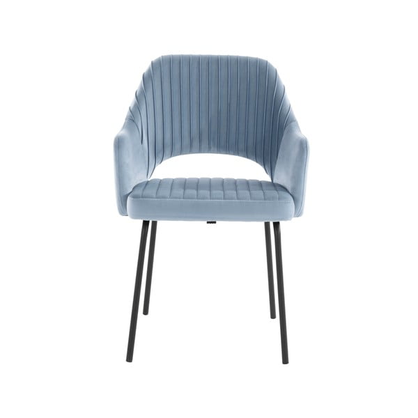 Šviesiai mėlynos spalvos aksominės valgomojo kėdės (2 vnt.) Britney - Støraa-image-2