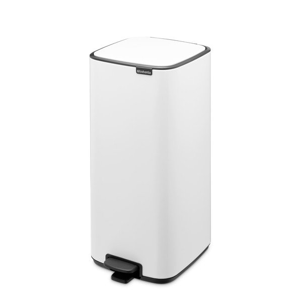 Baltos spalvos šiukšliadėžė iš plieno su pedalu 30 l Bo – Brabantia