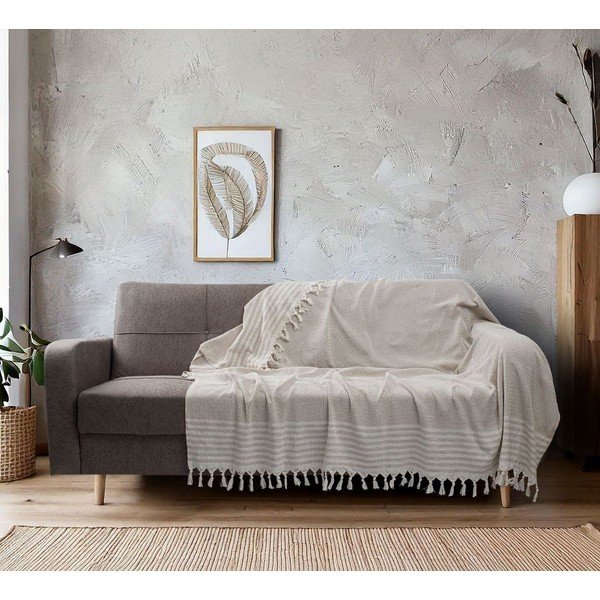 Kreminės spalvos antklodė ir pledas 220x180 cm Sophia  – Mijolnir