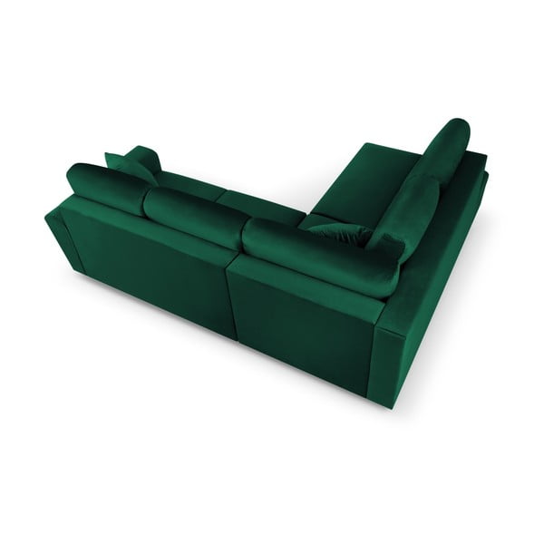 Žalios spalvos iš velveto sulankstoma/su sandėliavimo vieta kampinė sofa (su kairiuoju kampu/„L“ formos) Kyoto – Cosmopolitan Design-image-4