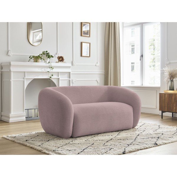 Rožinės spalvos sofa iš šenilinio audinio 160 cm Celine – Bobochic Paris-image-1